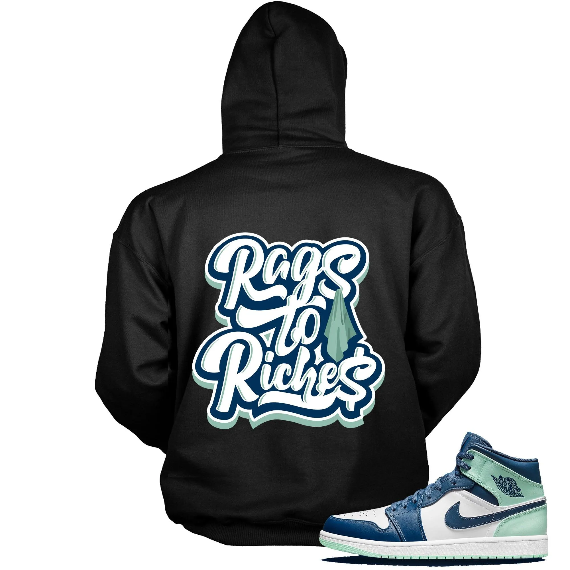 1 Mid Mystic Navy Mint Foam Hoodie Rags To Riches