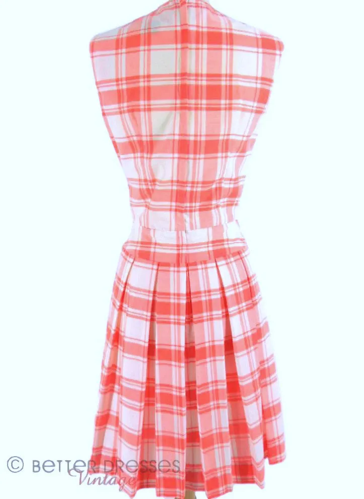 60s Orange Plaid Scooter Dress - sm