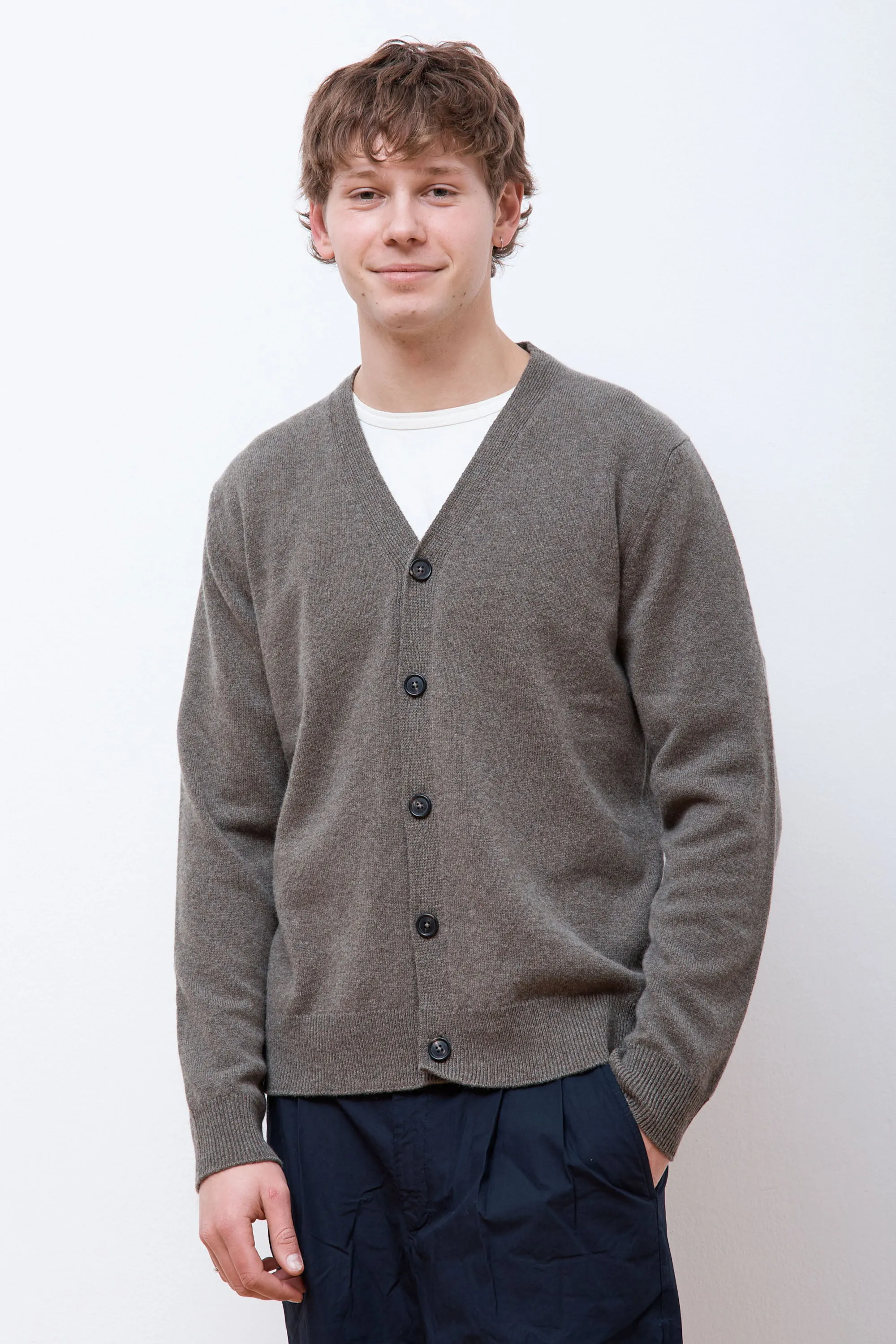 Adam Merino Lambswool Cardigan Ivy Green