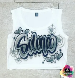 Airbrush Name & Hearts Crop Top Design