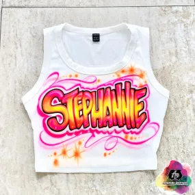 Airbrush Neon Name Crop Top