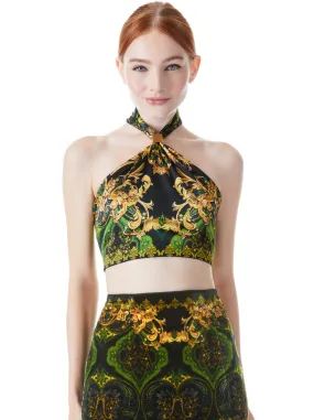 Alice   Olivia - Sade Halter Neck Crop Top - Rendezvous