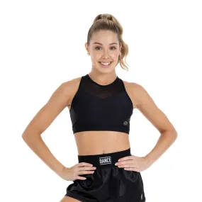 Amber: Mesh Insert Racerback Crop in Black