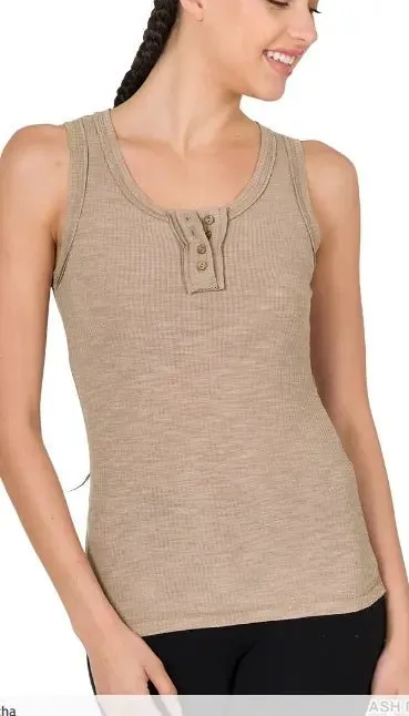 Ash Mocha ribbed tank top