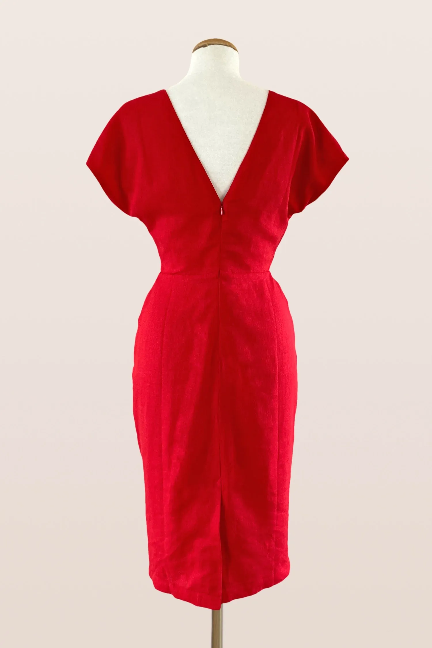 Aurelie Red Linen Dress