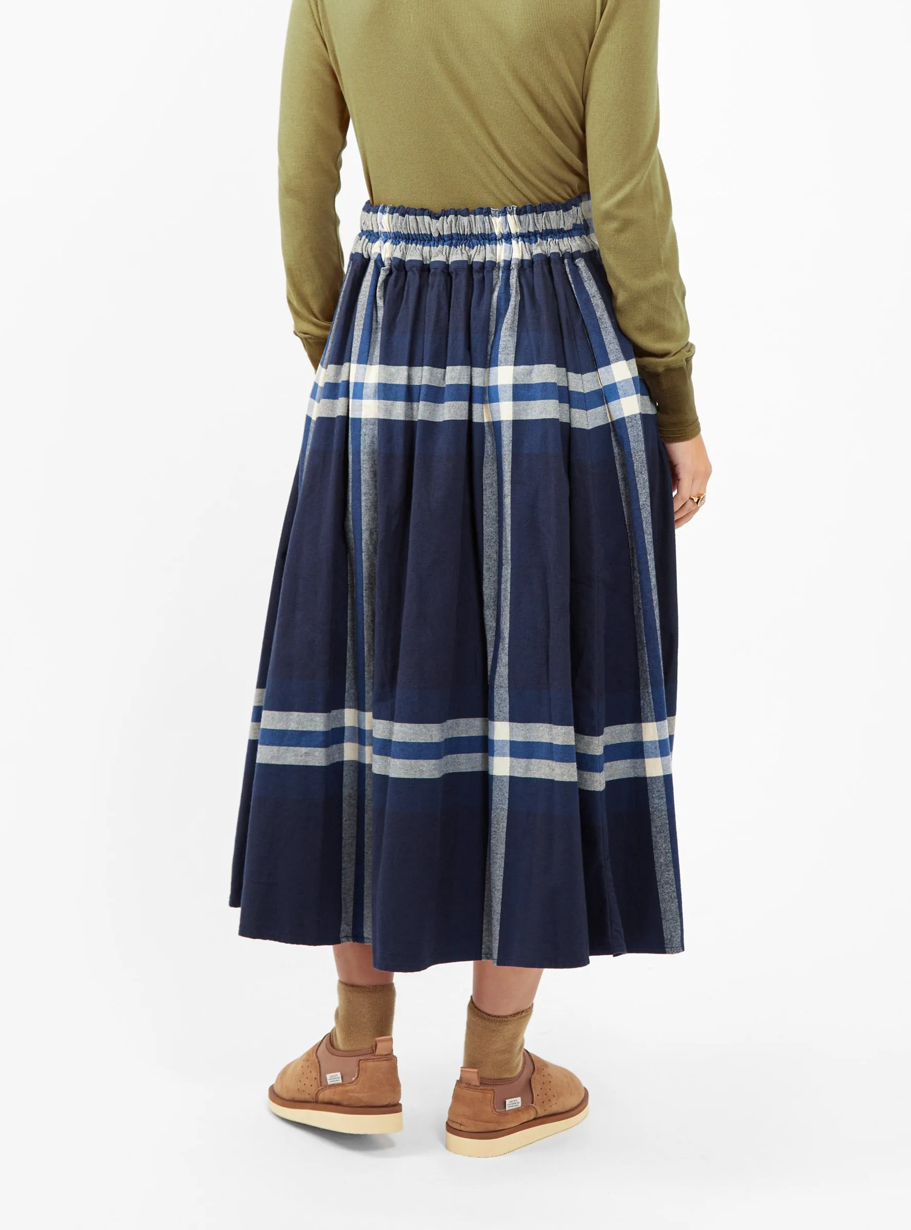 Big Tartan Check Skirt Navy