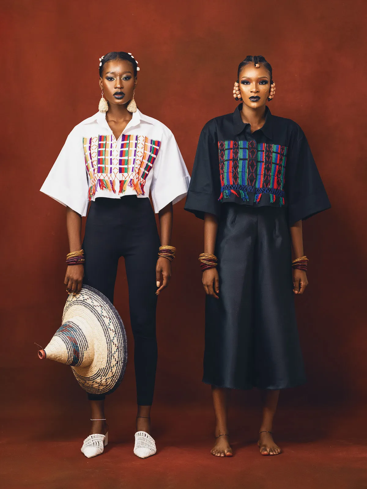 Black Fulani Embroidered Crop Top