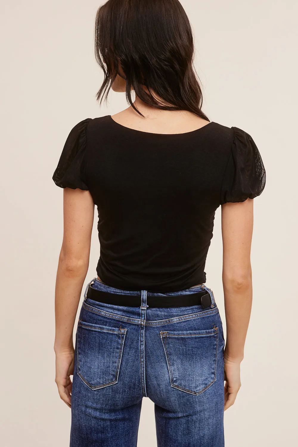 Black Puff Sleeve Top