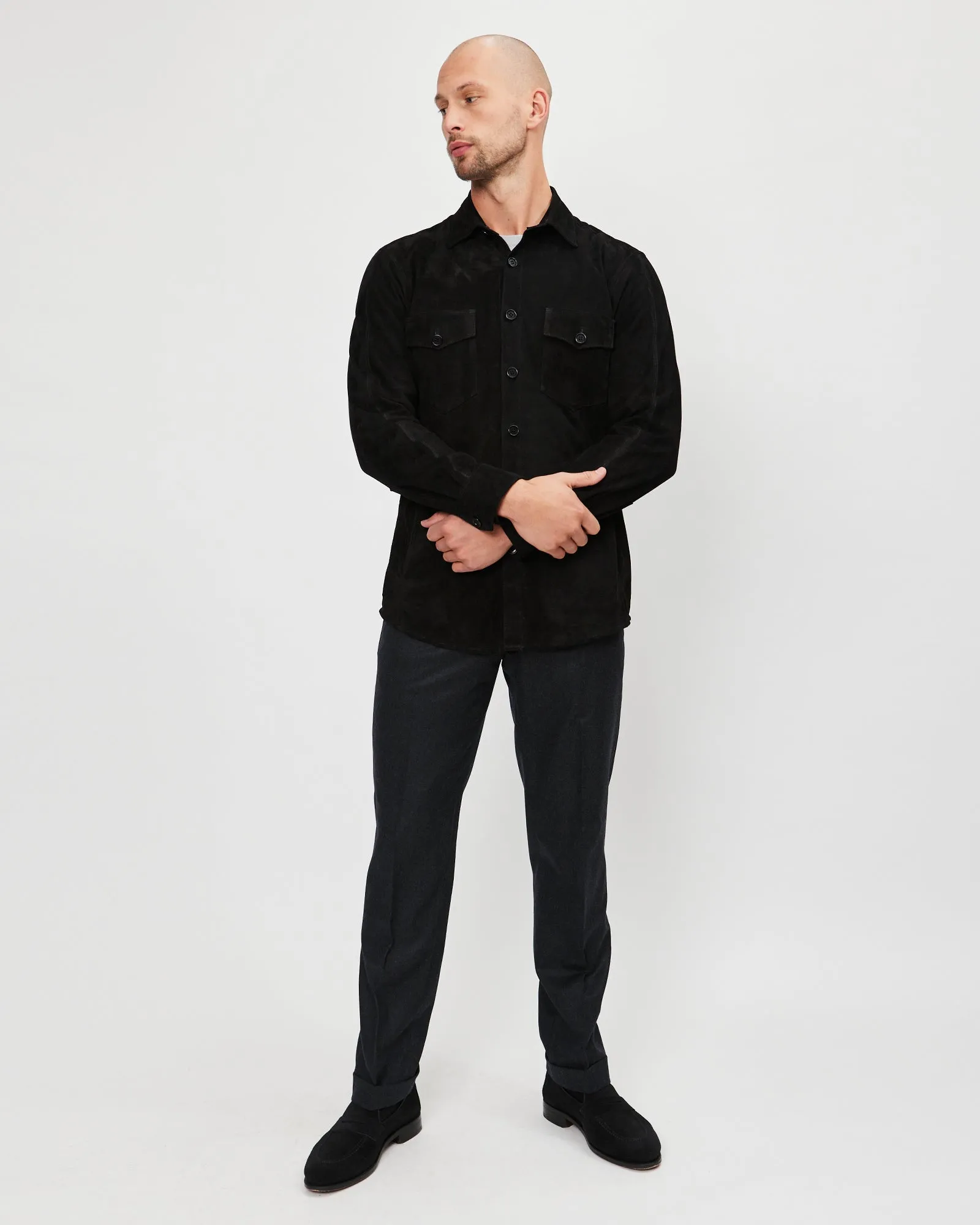 Black Suede Overshirt