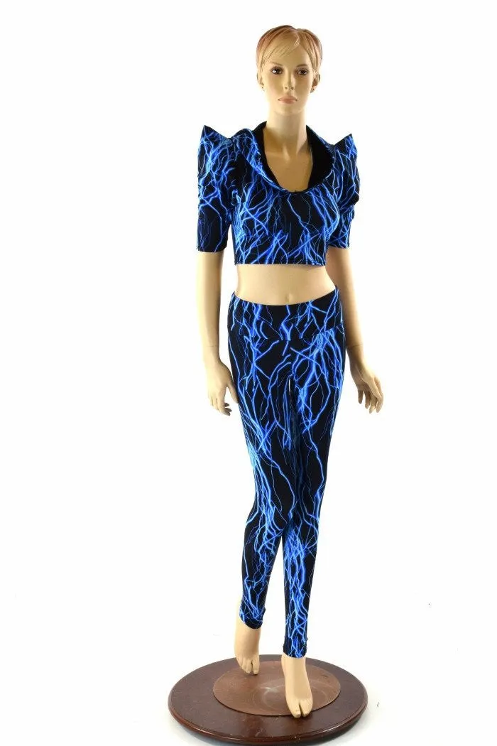 Blue Lightning Crop & Leggings Set