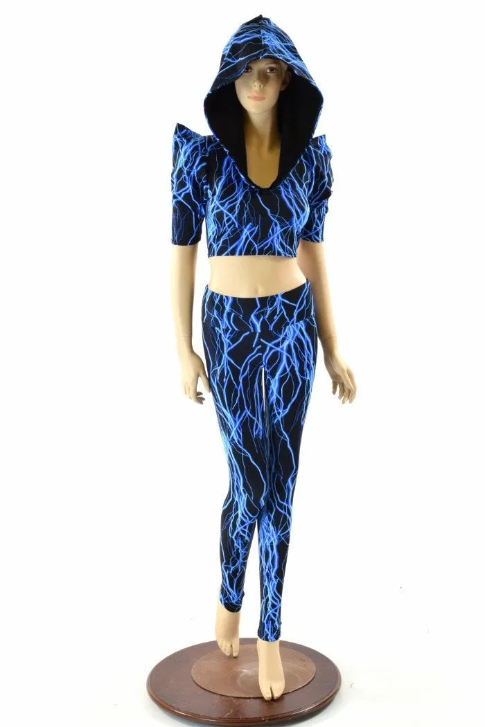 Blue Lightning Crop & Leggings Set