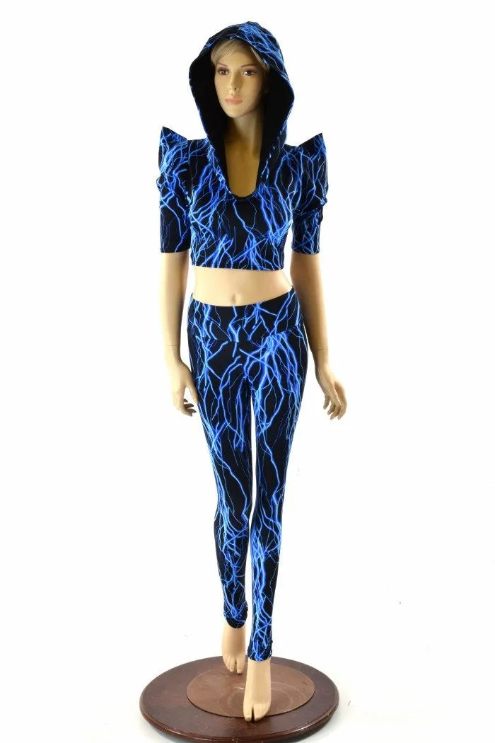 Blue Lightning Crop & Leggings Set