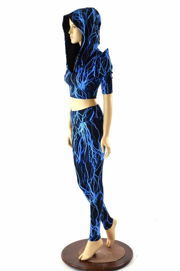 Blue Lightning Crop & Leggings Set