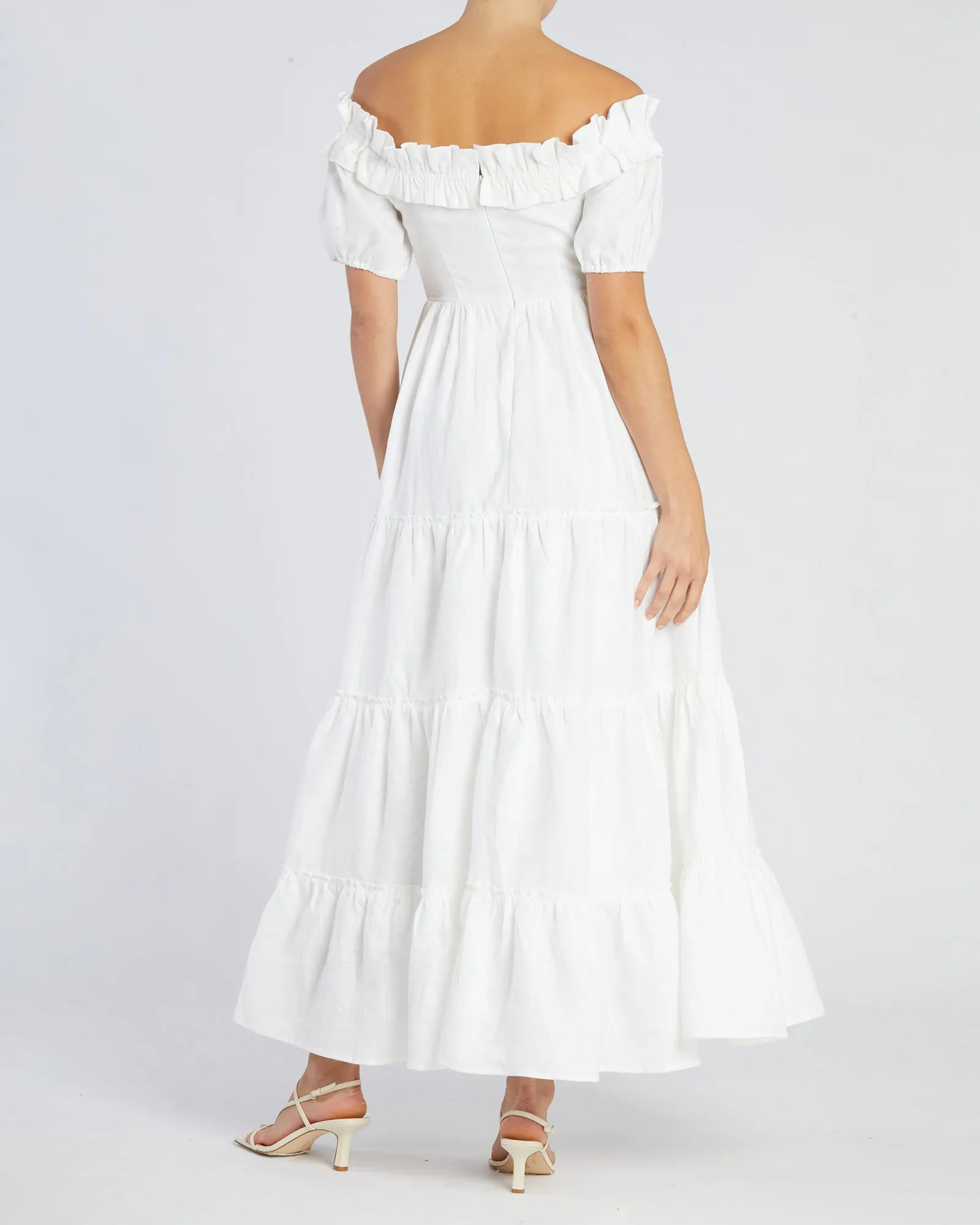 Bridgette Linen Maxi Dress - White