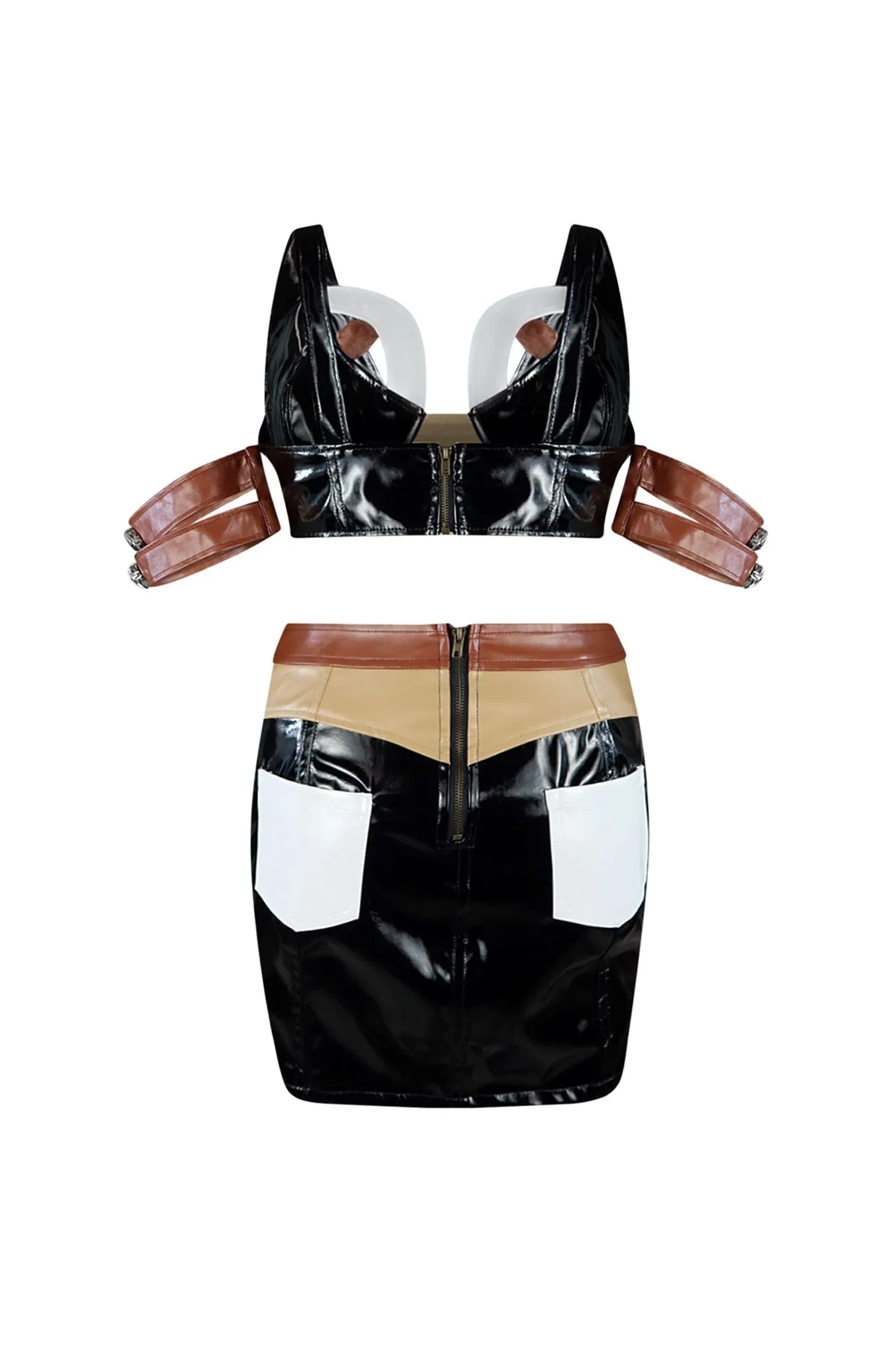 Brown Sugar Latex Top & Skirt SET