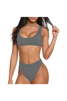 Brushes Sport Top & High-Waisted Bikini Swimsuit