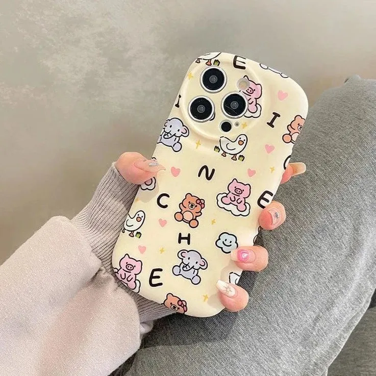 Cartoon Mini Animals Cute Phone Case For iPhone 11, 12, 13, 14, or 15 Pro Max