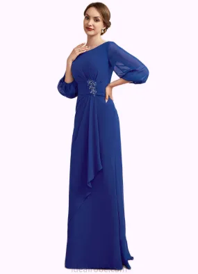 Chaya A-Line Scoop Neck Floor-Length Chiffon Mother of the Bride Dress With Ruffle Beading STK126P0014963