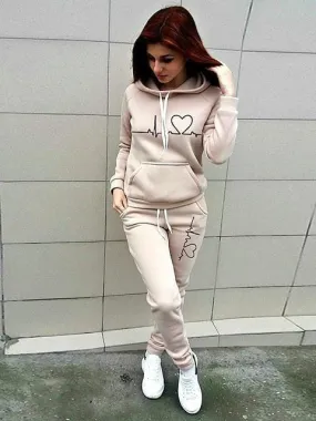 Cozy Winter Pink Khaki Fleece Activewear Set