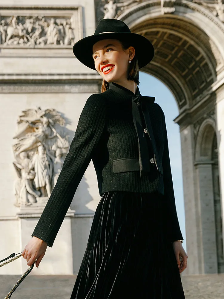 Crop Jacket With Flaps And Half Skirt Two-Piece Suit