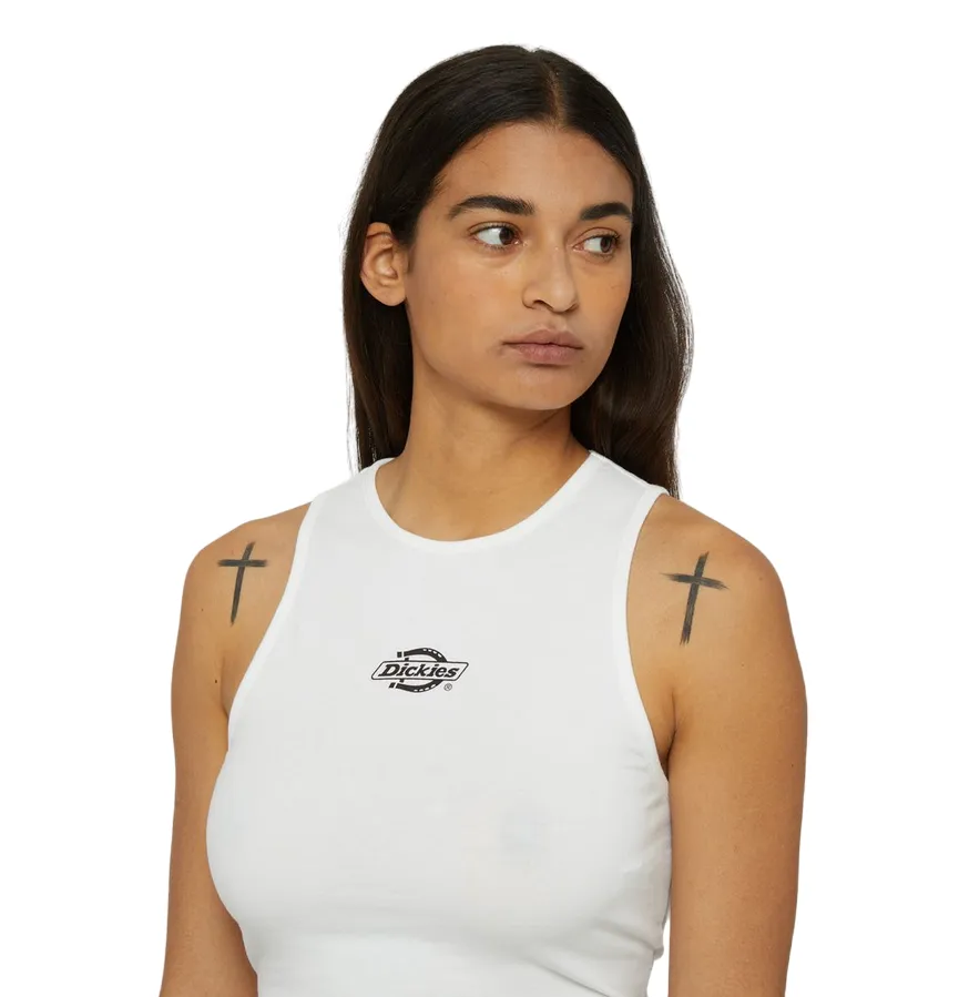 Dickies women's tank top in stretch cotton Powers DK0A4Y8DWHX1 white