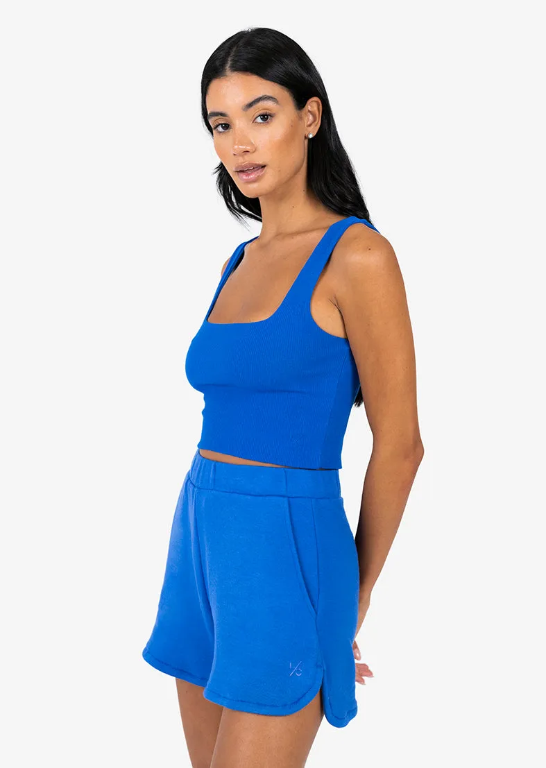 Elevate Ribbed Square Tank Electric Blue