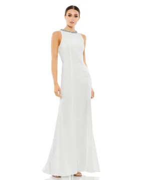 Embellished Neck Trumpet Gown - FINAL SALE