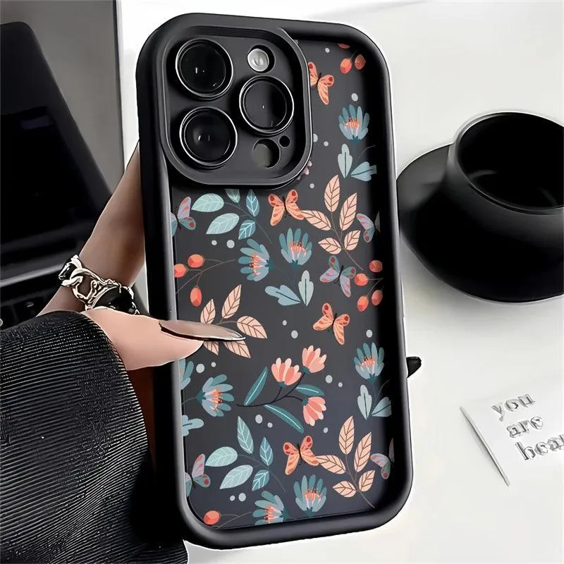 Floral Black Cute Phone Case For Huawei Honor 50, 90, 20, 9X Pro, X9, X30, Y9 Prime 2019, and Magic 5 Pro - CPC081 Pattern