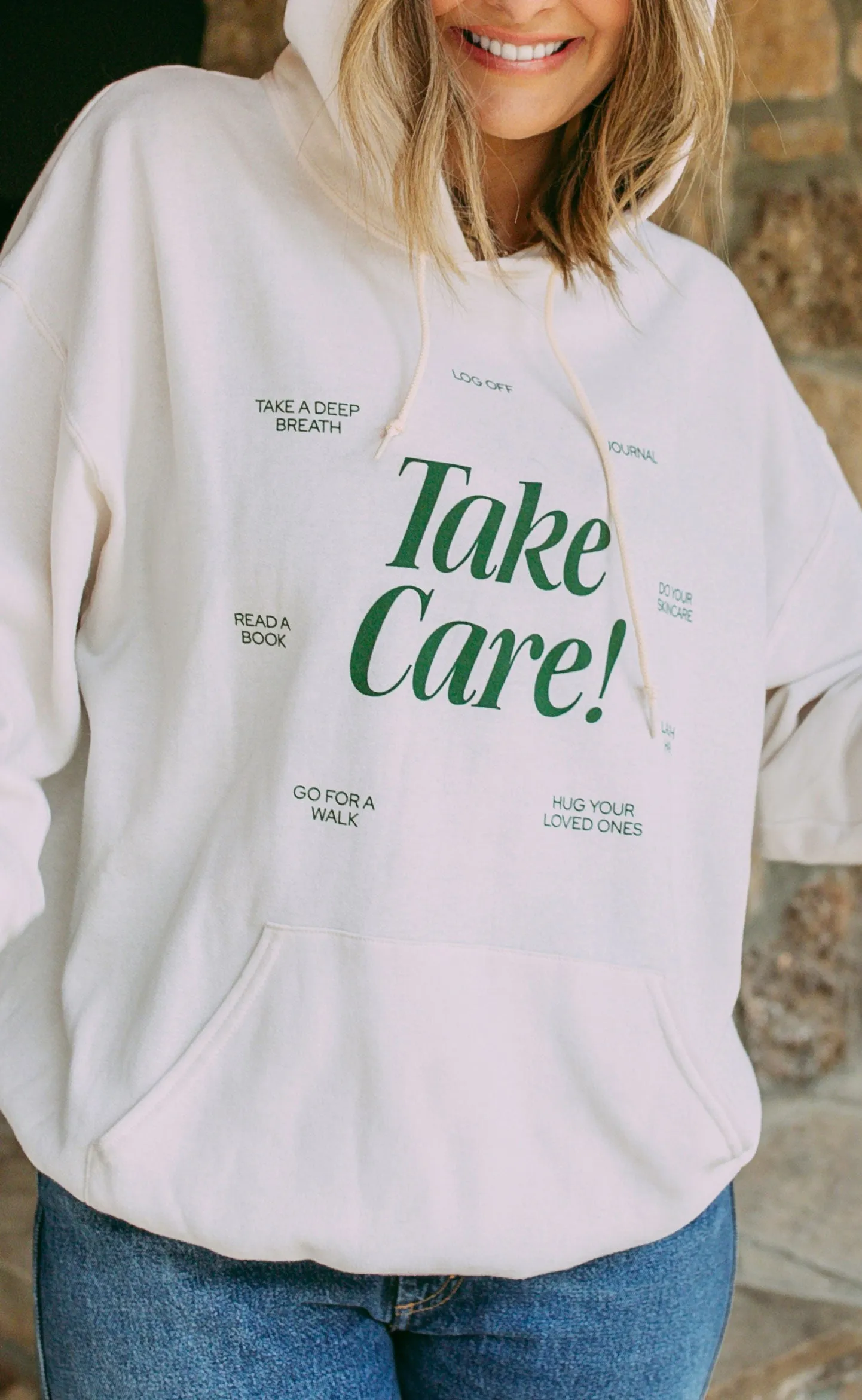 friday   saturday x jo johnson overby: take care hoodie