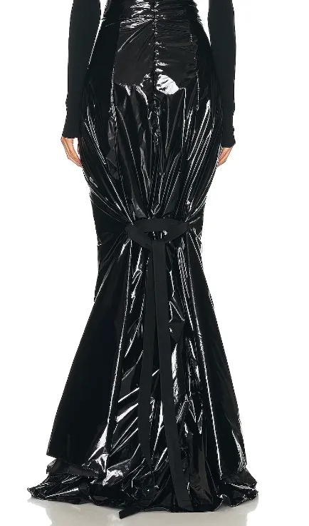 GARBAGE BAG TIE BACK TRUMPET MAXI SKIRT