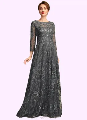 Hanna A-Line Scoop Neck Floor-Length Lace Mother of the Bride Dress With Sequins STK126P0014939