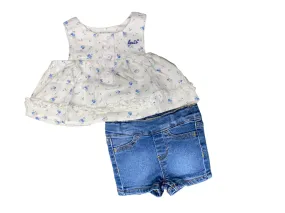 Levi's children's outfit with denim shorts and tank top 1EH109 W51 white alyssum