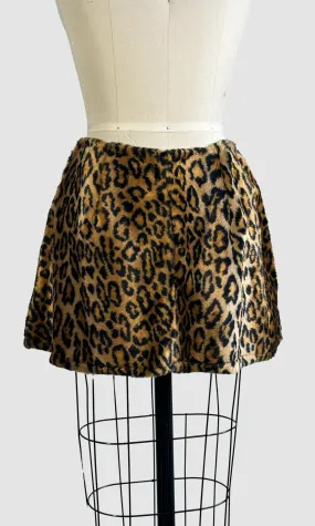 LIP SERVICE 90s Faux Fur Leopard Print Mini Skirt Small Medium