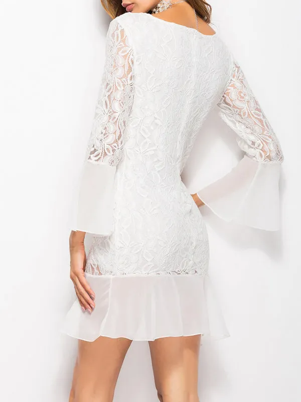 Long Sleeve Lace Trumpet Dress