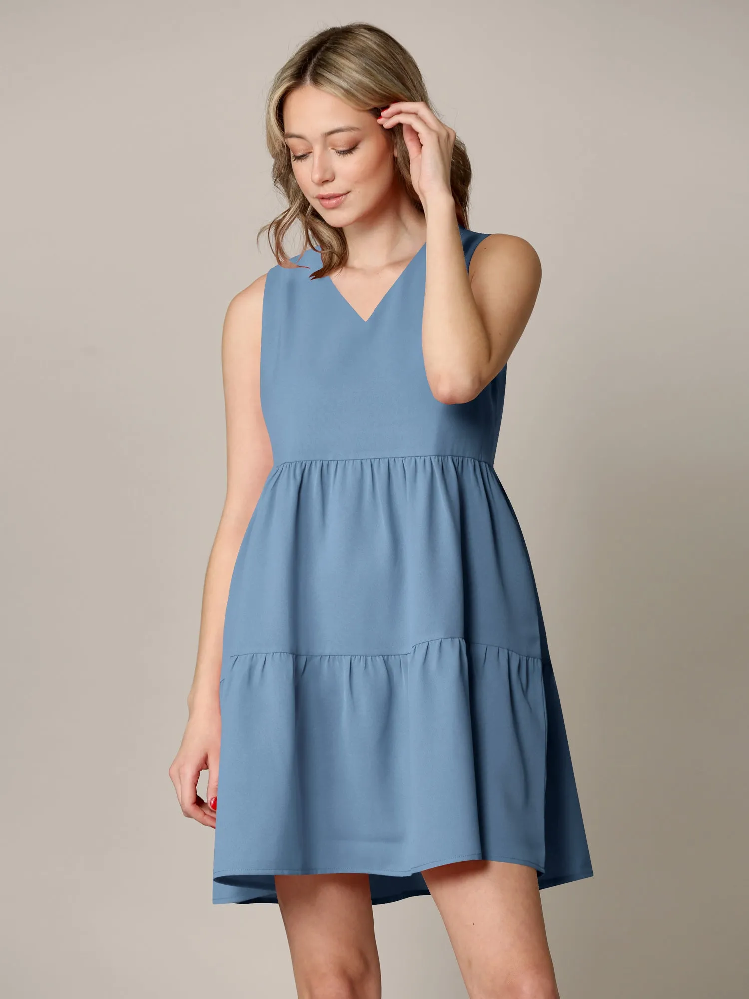 Made By Johnny Casual Flowy Swing Shift Tank Tiered Dress