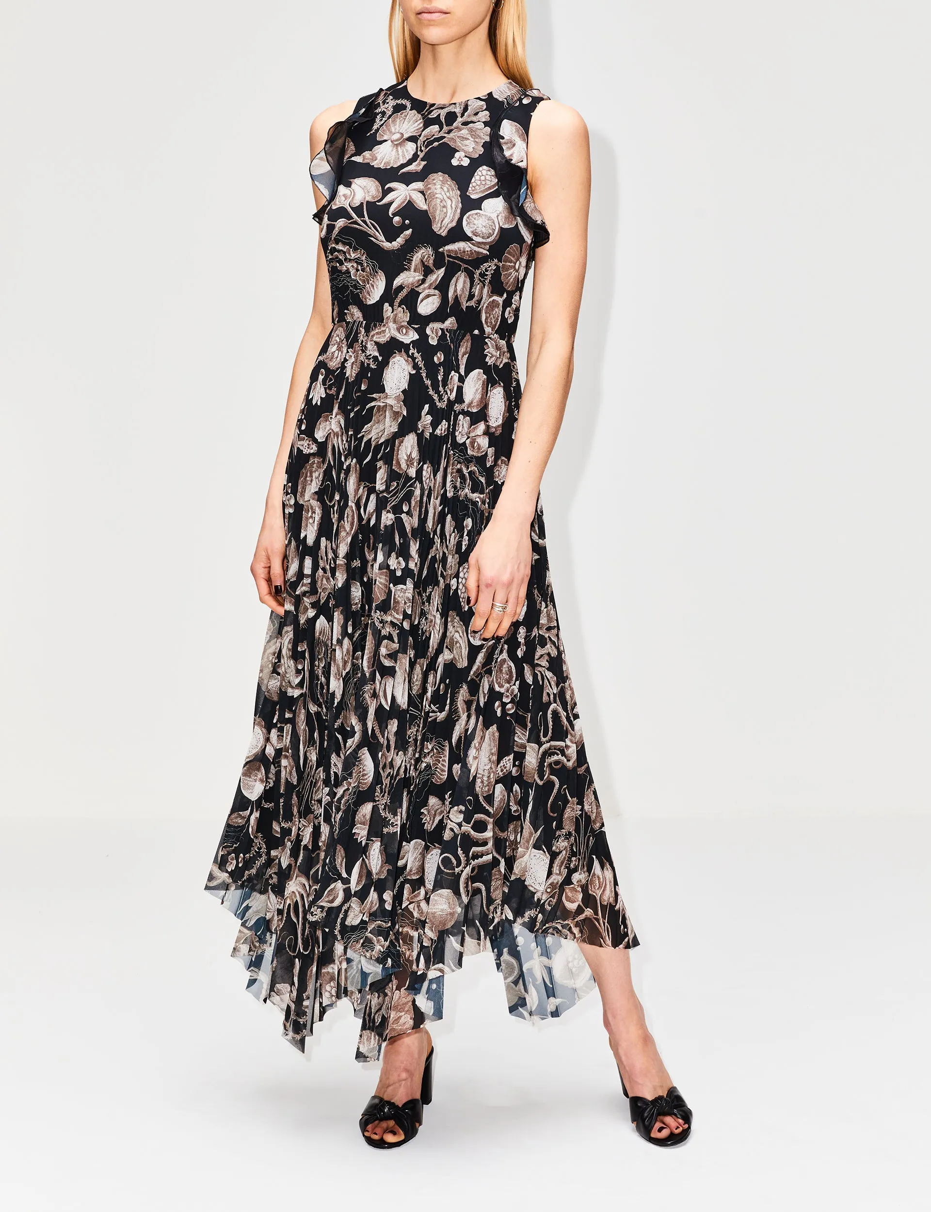 Marine Print Pleated Dress