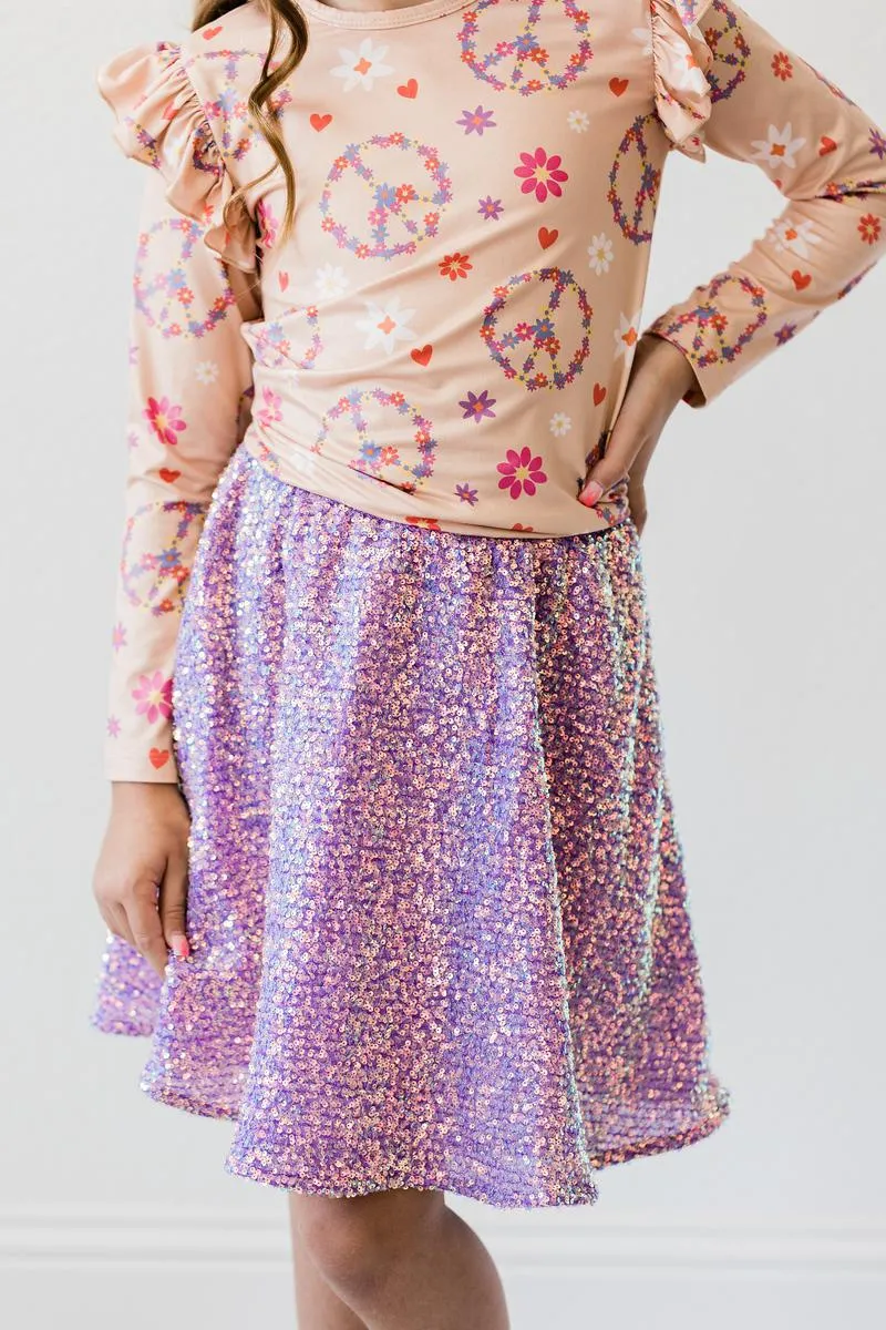 Mila & Rose Sequin Twirl Skirt - Purple