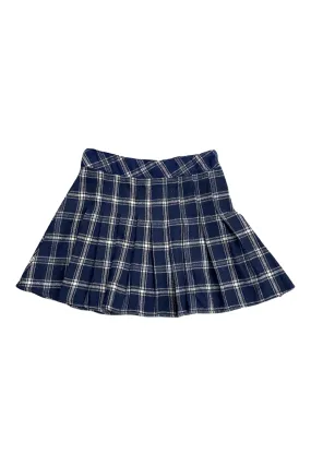 Navy Flannel Pleated Skirt