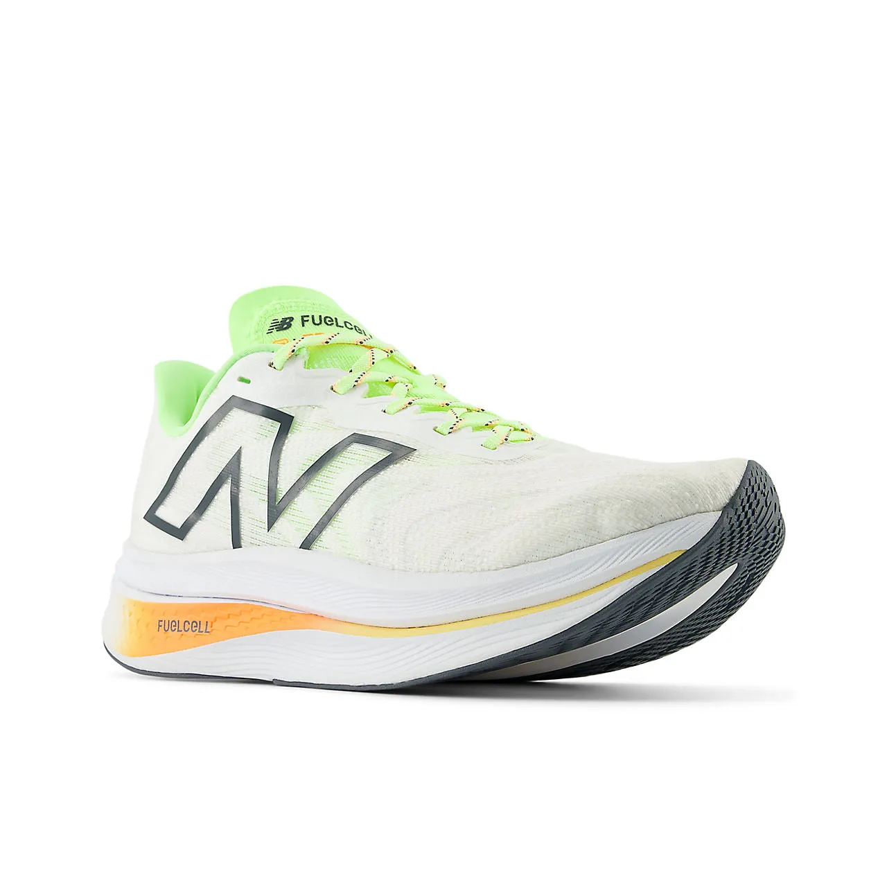 New Balance FuelCell SuperComp Trainer v2 (Mens) - White with bleached lime glo and hot mango