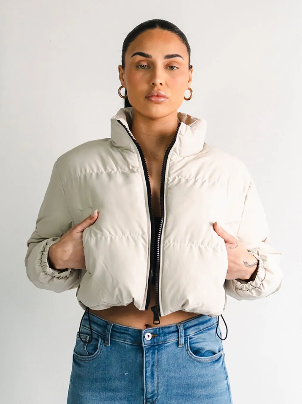 Observer Cropped Puffer Jacket - Timeless Cream