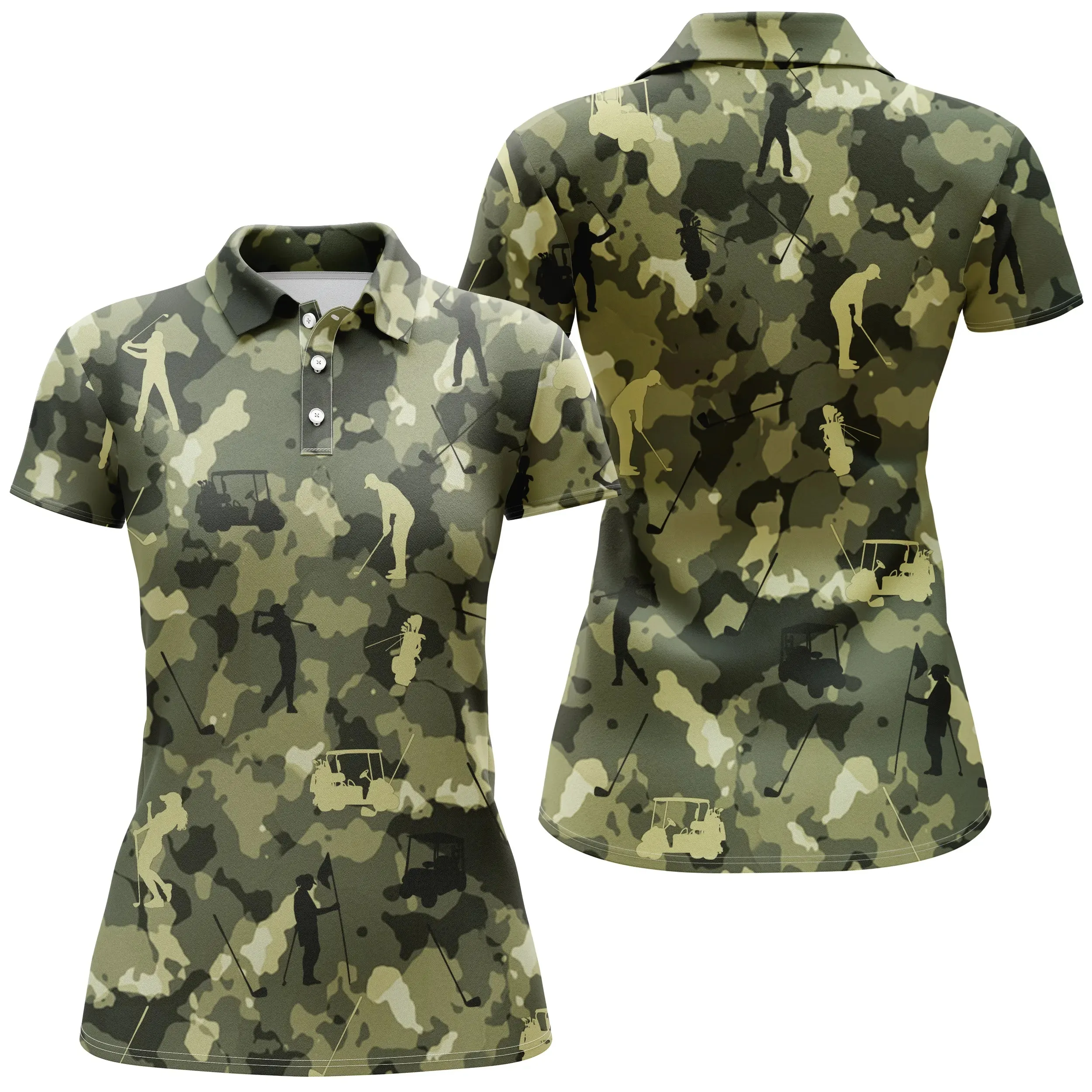 Polo Camouflage de Golf, Polo de Sport Homme Femme, Cadeau Original pour Fans de Golf, Motif Militaire, Voiture de Golf  - CTS19052219