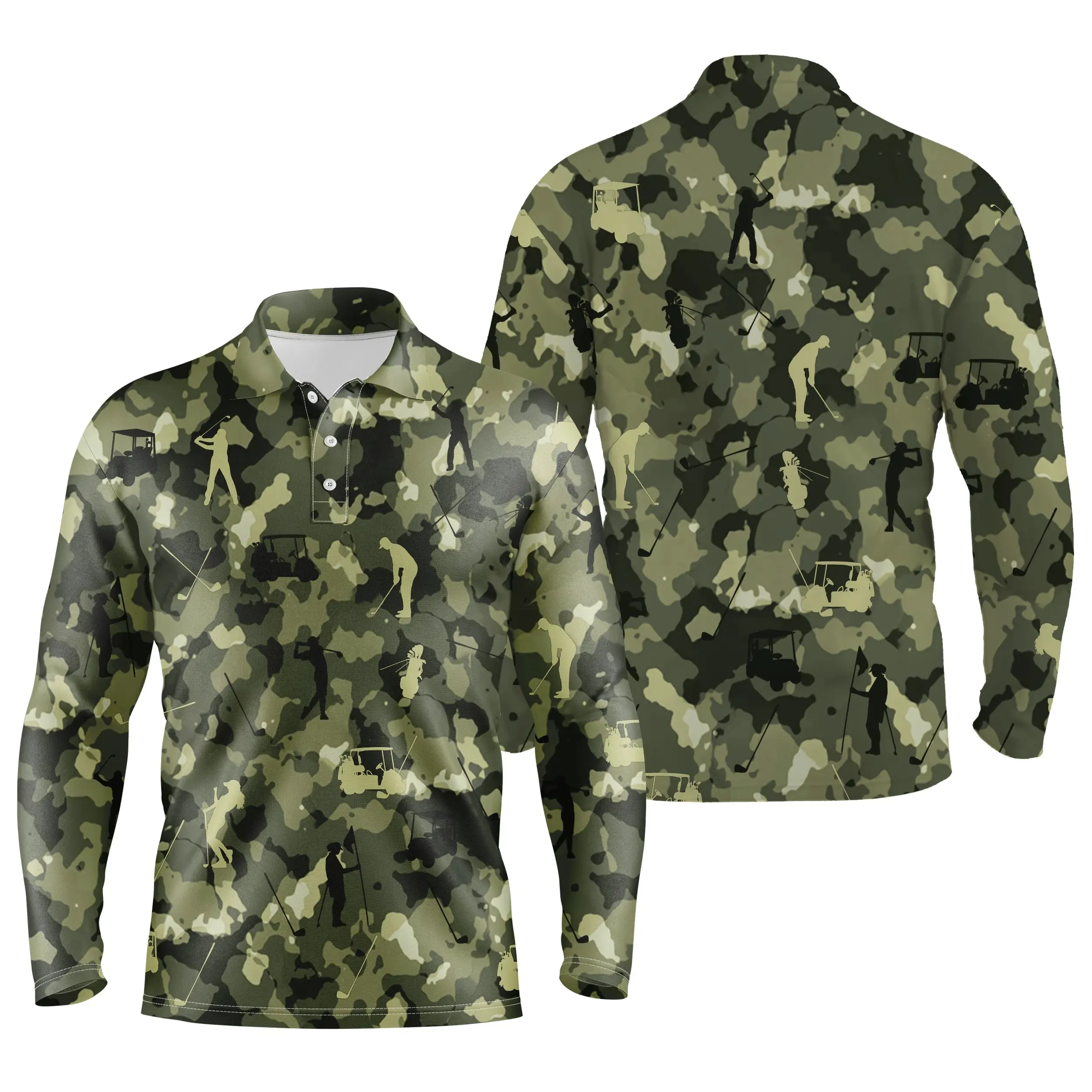 Polo Camouflage de Golf, Polo de Sport Homme Femme, Cadeau Original pour Fans de Golf, Motif Militaire, Voiture de Golf  - CTS19052219