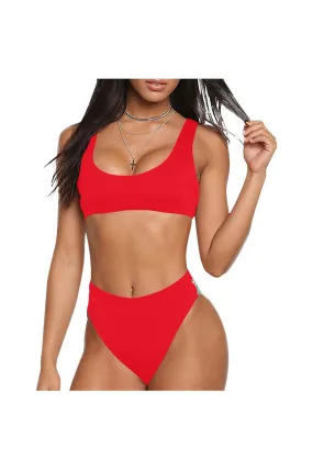 Red Hot Sport Top & High-Waist Bikini Swimsuit