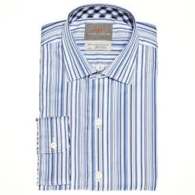 Small Boys Blue Poplin Stripe Button Down Shirt