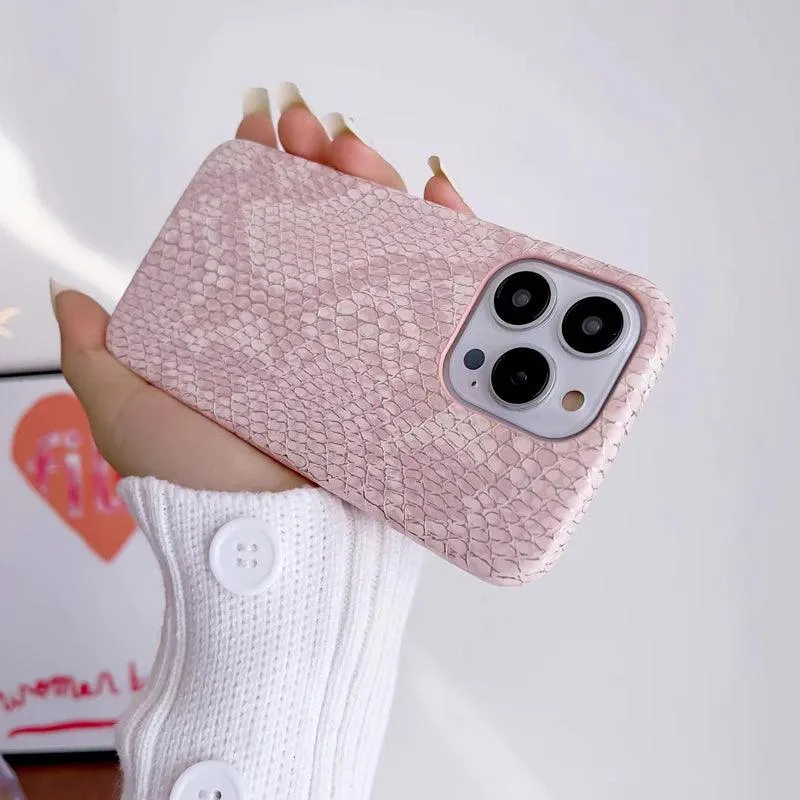 Snake Texture Leather Cute Phone Case for iPhone 7, 8 Plus, X, XS Max, XR, 11, 12, 13, 14, 15 Pro Max