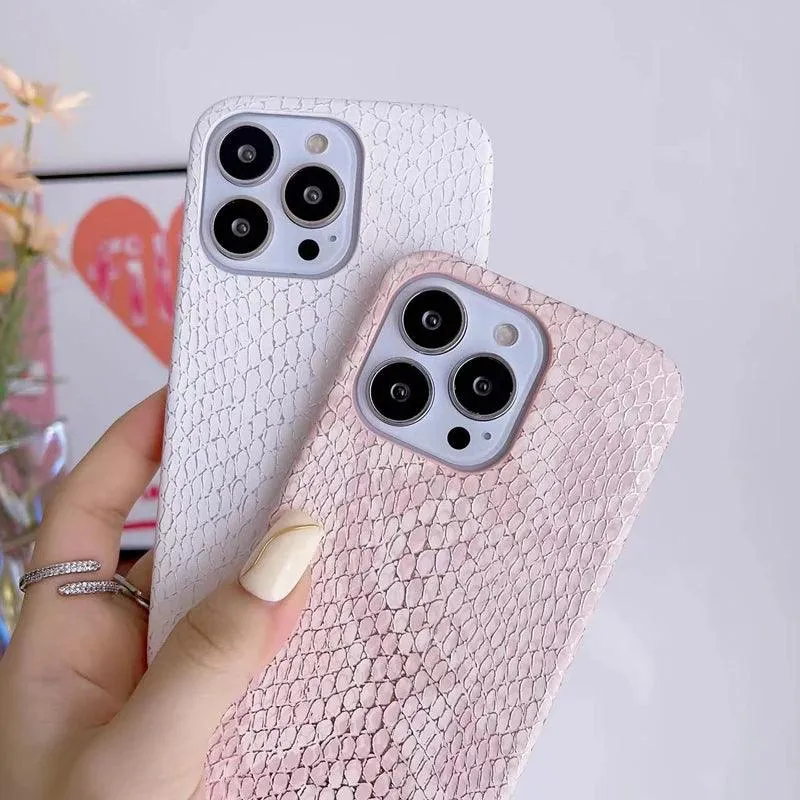 Snake Texture Leather Cute Phone Case for iPhone 7, 8 Plus, X, XS Max, XR, 11, 12, 13, 14, 15 Pro Max