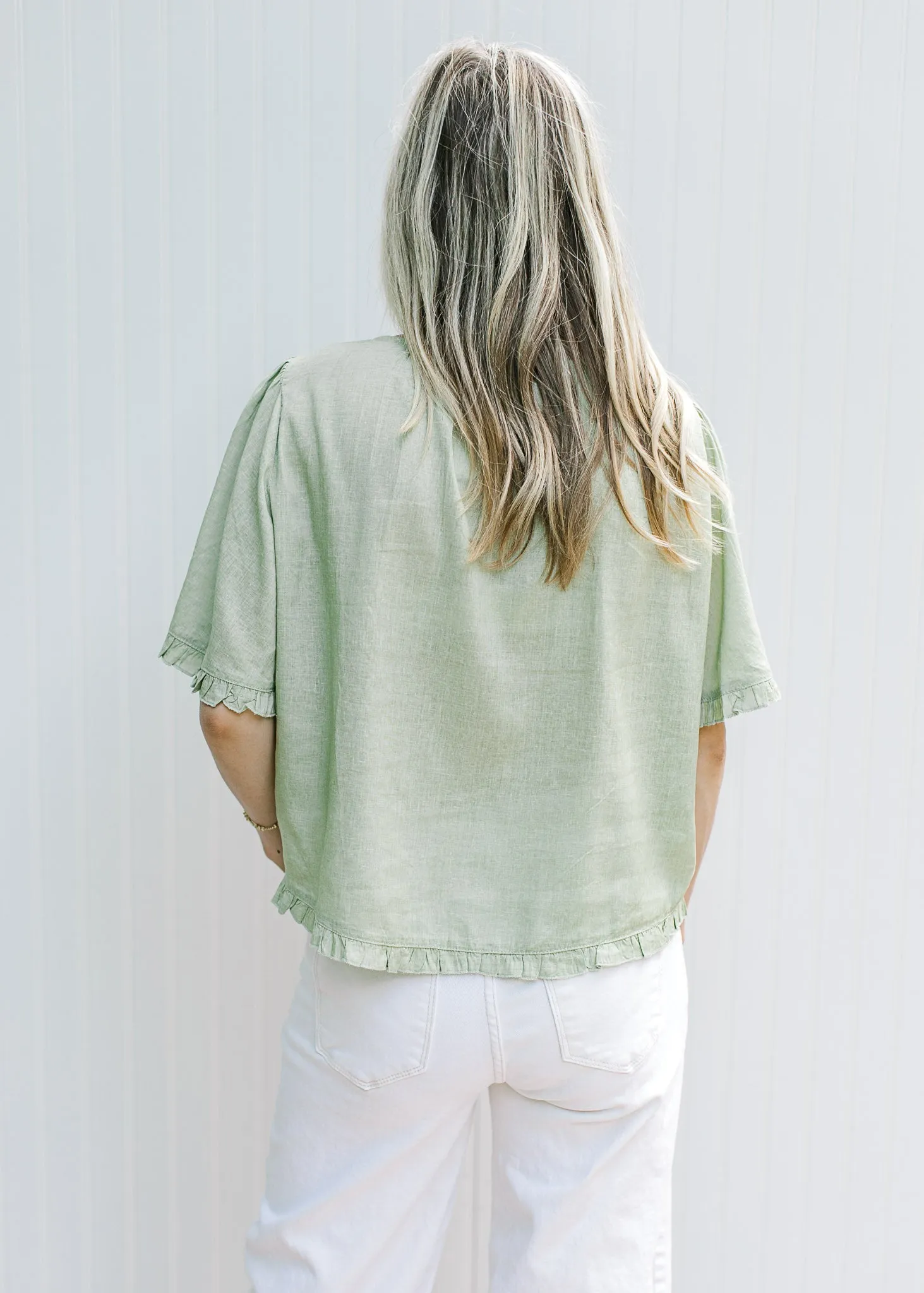 Soft Green Tie Sleeve Top