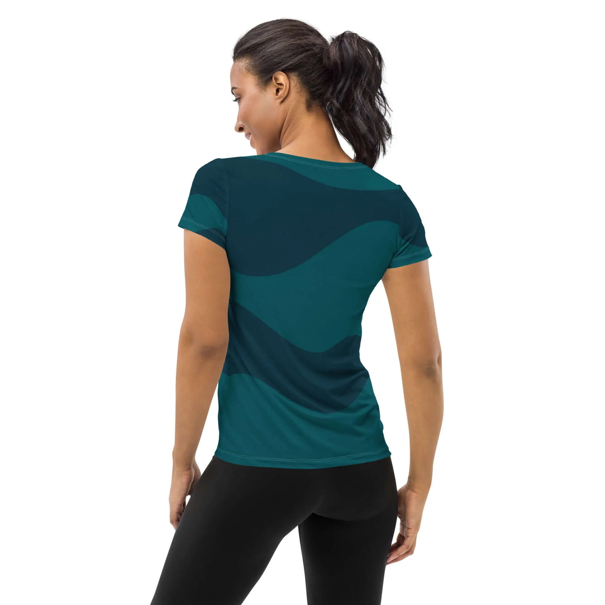 TOV Damen Sport T-Shirt ABSTRACT (Blau)