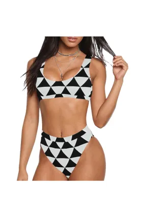 Trigonometric Sport Top & High-Waist Bikini Swimsuit