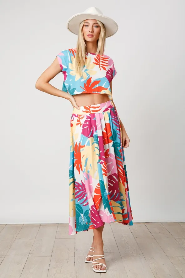 Tropical Print Skirt Set